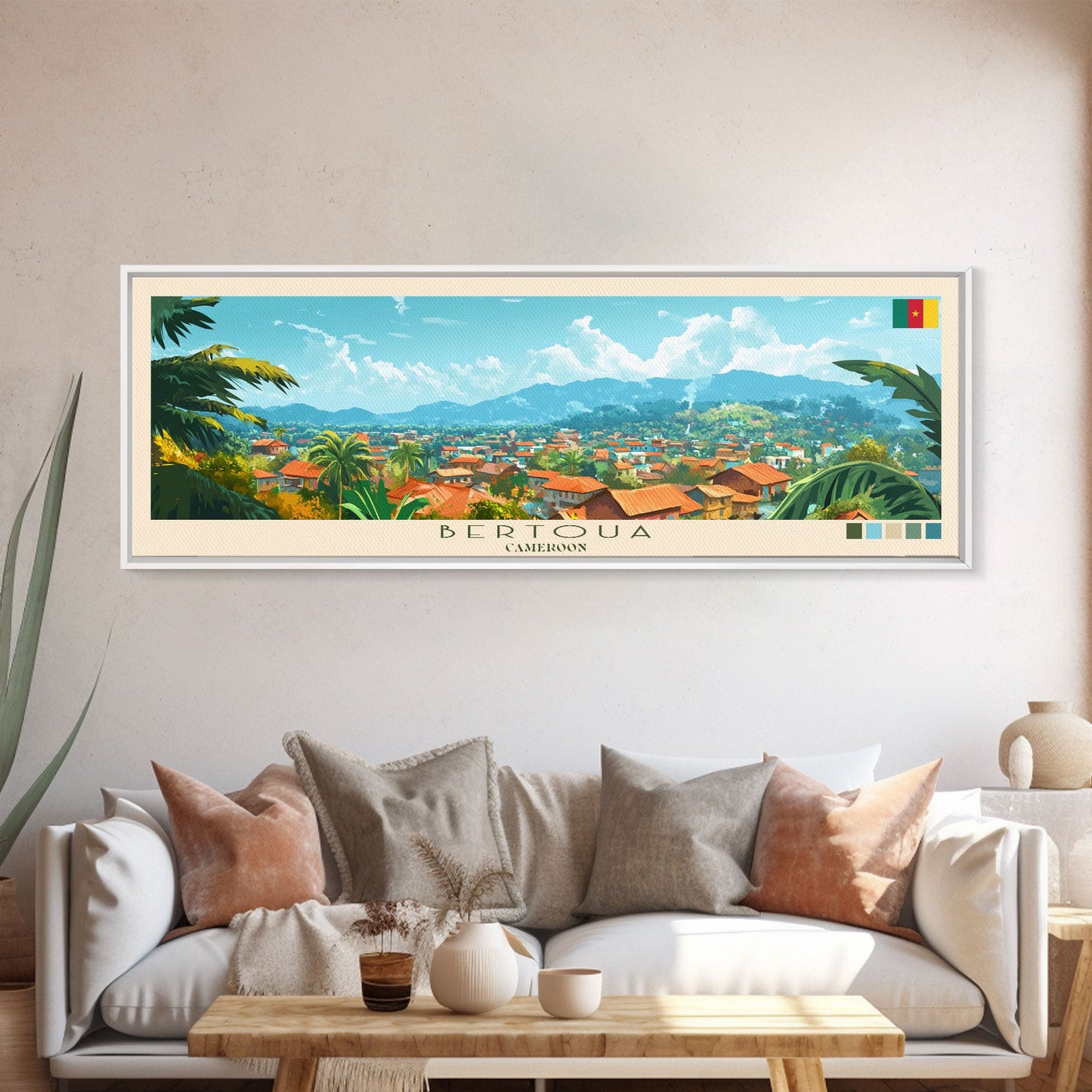 Bertoua, Cameroon Travel Poster Panoramic Canvas Print, Bertoua, Cameroon Painting, Cameroon Art, Bertoua Travel Art, Guest Room Painting