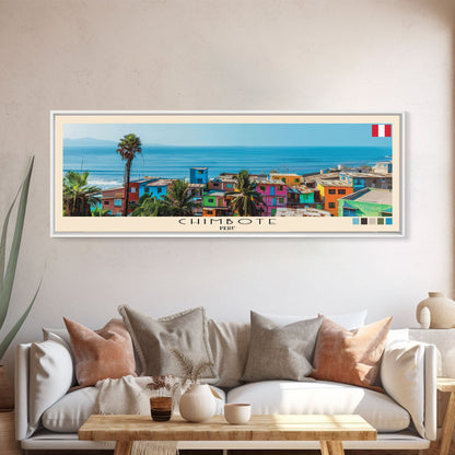 Chimbote, Peru Panoramic Canvas Print, Chimbote, Peru Painting, Peru Art, Chimbote Travel Poster, Travel Art, Housewarming Gift