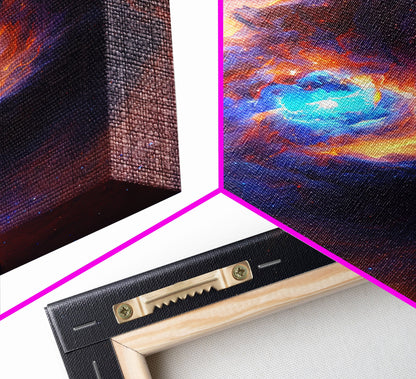 Colorful Nebula in Deep Space, Framed canvas print, retrowave watercolor space art