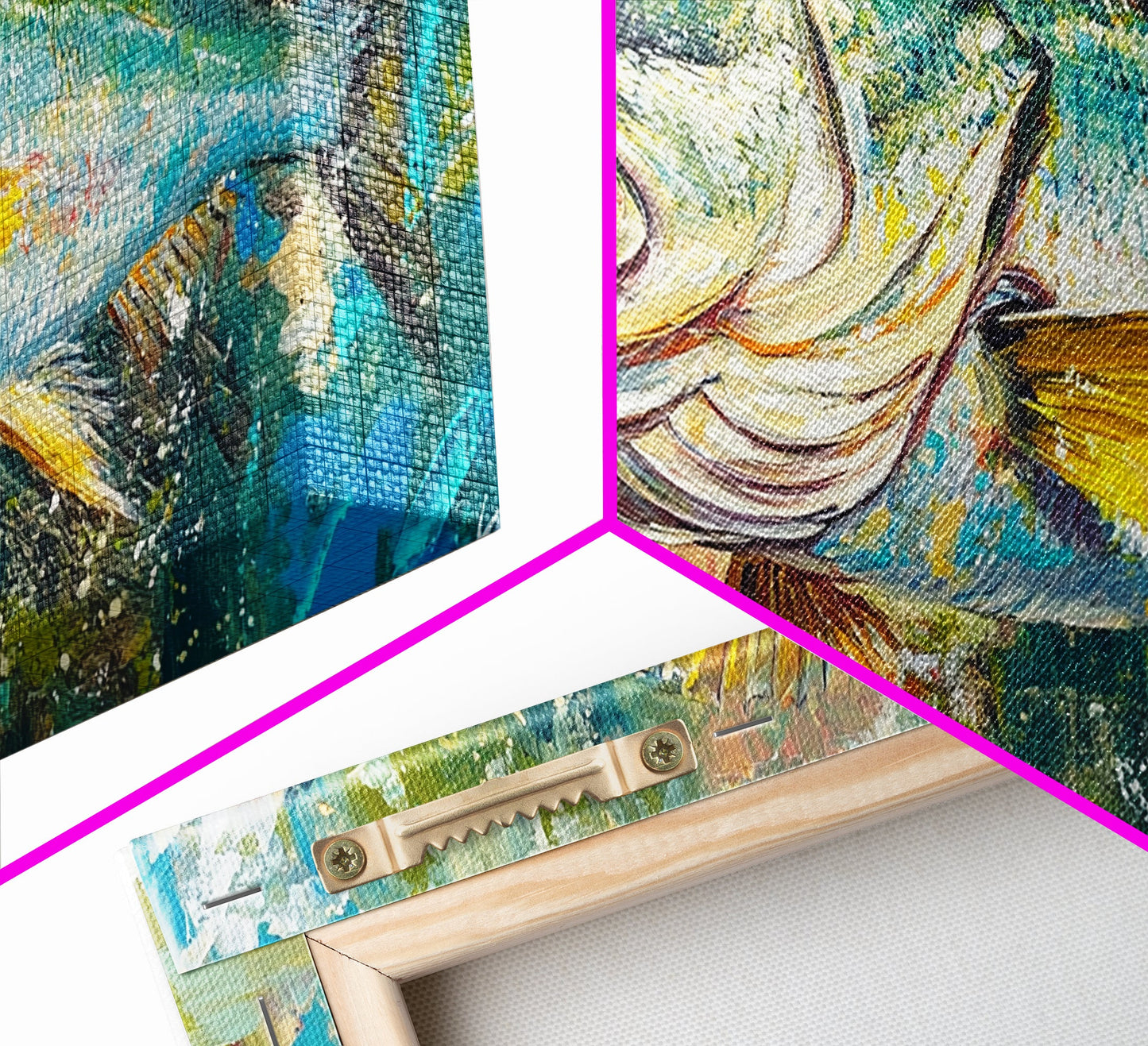 Fish Painting, Coastal Wall Art, Nautical Decor, Wildlife Painting, Fly Fishing Art, Extra Wide Art, Framed Canvas Print, Above Couch Art