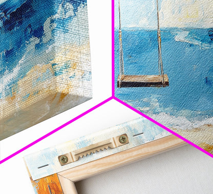 Beach Swing, Ocean Art, Coastal Landscape Art, Nautical Decor, Coastal Wall Art, Above Sofa Art, Canvas Print, Seascape Painting