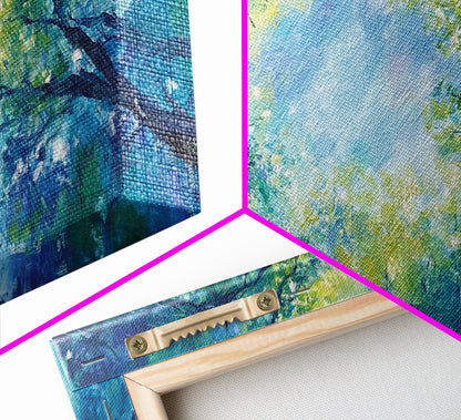 Canopy View, tree painting, green wall art, botanical prints, sage green wall art, whimsical art, Framed Canvas Print, gift idea