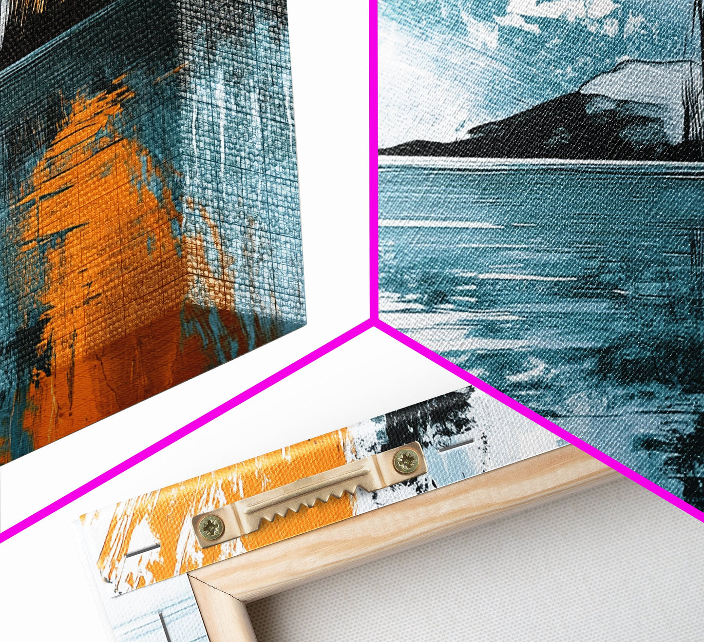 Palm Reflection, tropical coastal art, framed canvas print, coastal cowgirl wall art, panoramic painting, modern abstract art