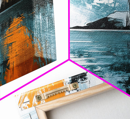 Palm Reflection, tropical coastal art, framed canvas print, coastal cowgirl wall art, panoramic painting, modern abstract art