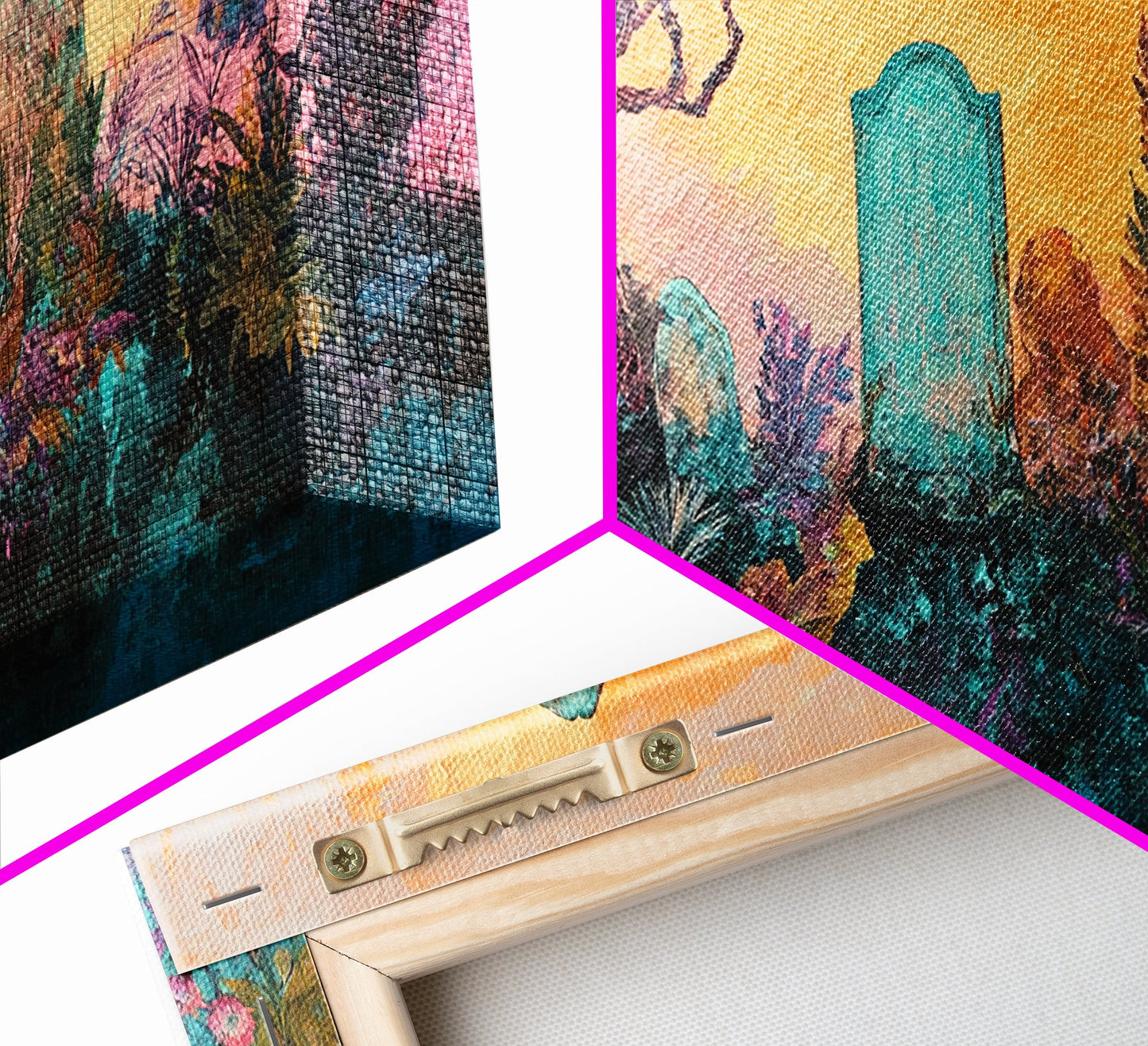 Dark romance painting, gothic art, framed canvas print, extra wide art, Halloween decor, whimsical art, spooky graveyard painting