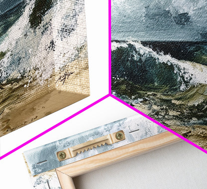 Stormy Ocean, Seascape Painting, Nautical Painting, Coastal Landscape Art, Horizontal Wall Art, Canvas Print, Rustic Decor