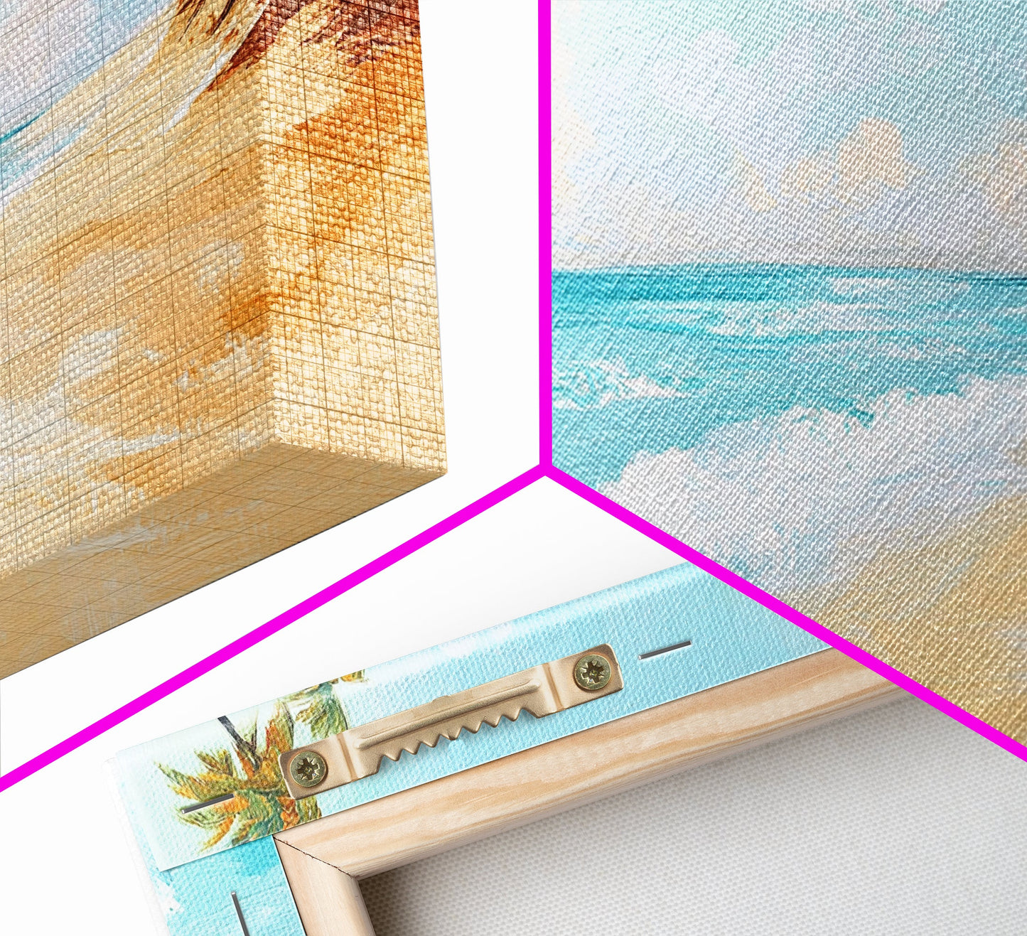 Tropical Beach, Coastal Landscape Art, Nautical Decor, Coastal Cowgirl Wall Art, Framed Canvas Print, Blue and Green Wall Art