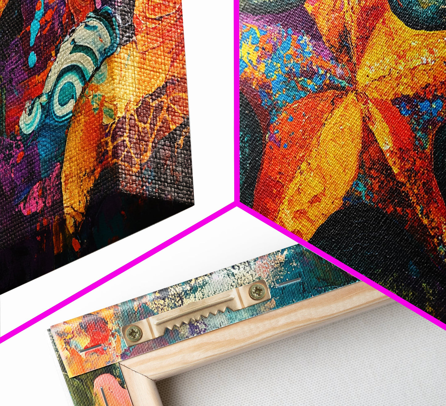 Vibrant starfish, coastal abstract, nautical decor, framed canvas print, ocean painting, coastal painting, whimsical art