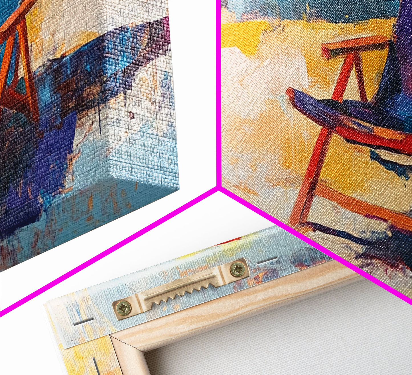 Beach Chair Art, coastal decor, surf wall art, framed canvas print, blue and green wall art, whimsical art, tropical painting