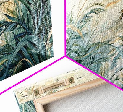 Green grass, warm light, Canvas Print, wabi sabi wall art, sage green wall art, botanical prints, extra wide art, minimalist art