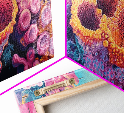 Abstract Coral, pink abstract art, ocean painting, marine life art, contemporary art, blue and green wall art, Canvas Print