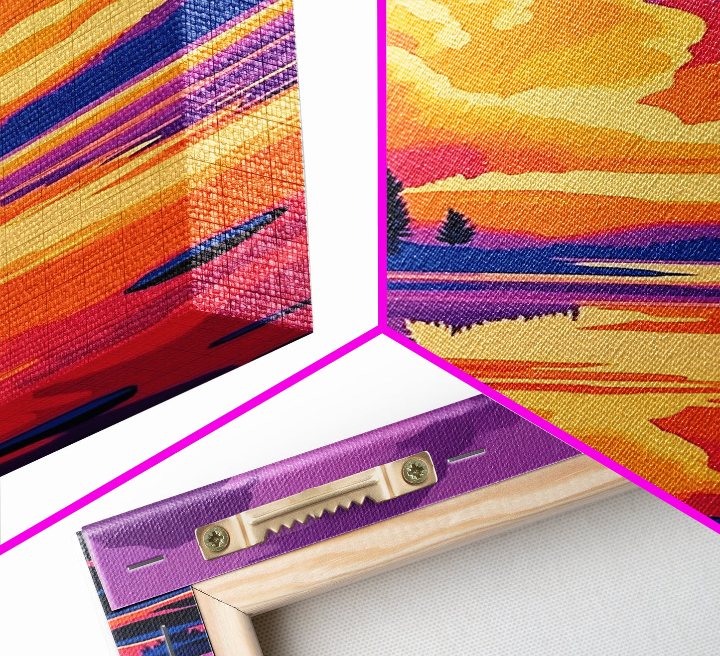 Tranquil Lake, Vibrant Sunset, Reflection Art, Serene Scene, Framed Canvas Print, Living Room Wall Art, Nature Decor, Landscape Painting