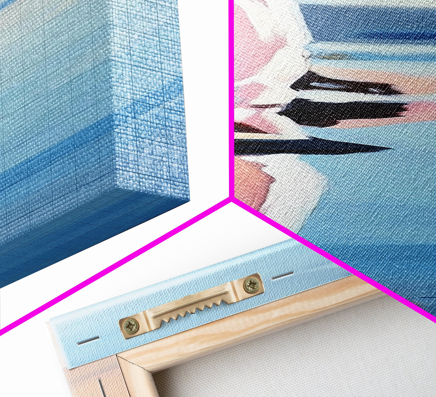 Lakeside Serenity, Peaceful Water Reflection, Tranquil Nature Painting, Forest Blue Landscape, Rustic Cabin Decor, Framed Canvas Print