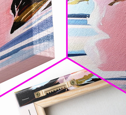 Tropical Floral Wall Art, Pink Flowers Painting, Nature Inspired Decor, Boho Bedroom Art, Aesthetic Wall Art, Framed Canvas Print