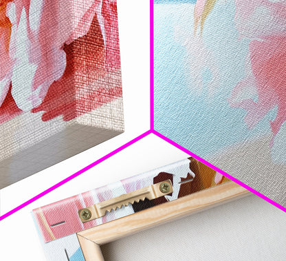 Blossom Beach, Floral Seascape, Coastal Art, Pastel Wall Decor, Living Room Art, Canvas Print, Minimalist Nature Painting, Tranquil Artwork