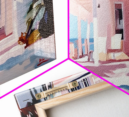 Oceanfront Porch, Coastal Home, Beach House, Seaside Retreat, Summer Vibes, Blue Wall Art, Nautical Style, Modern Decor, Framed Canvas Print