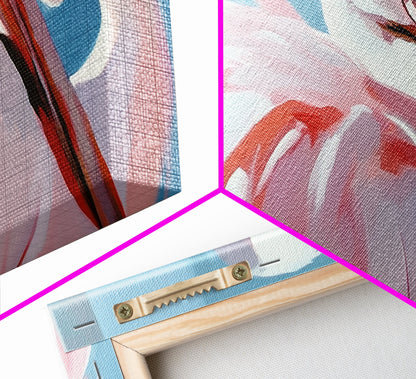 Pink Flamingo, Elegant Bird, Tropical Wall Art, Framed Canvas Print, Boho Aesthetic, Nature Inspired, Bedroom Decor, Coastal Vibes