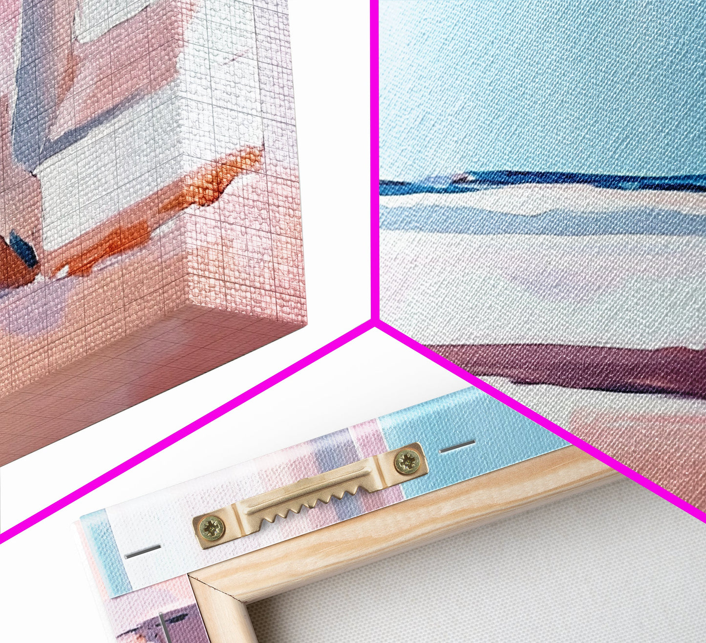 Window View, Coastal Dream, Minimalist Seascape, Pastel Home Decor, Beach Aesthetic, Living Room Wall Art, Modern Art, Framed Canvas Print