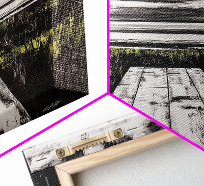 Pathway Beach Scene, Serene Coastal Art, Black and White Landscape, Modern Wall Decor, Relaxing Nature Framed Canvas Print, Office Art