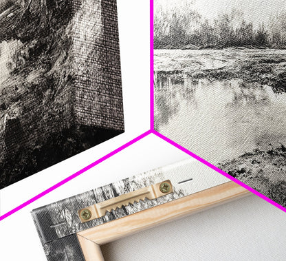 Swamp Scene, Wetlands Wall Art, Nature Reflection Print, Framed Canvas Print, Rustic Living Room Art, Earthy Tones, Woodland Decor