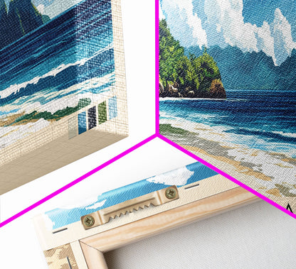 Mawi Beach, Indonesia Panoramic Beach Print, Vacation Gift, Indonesia Wall Art, Framed Canvas Print, Framed Beach Painting