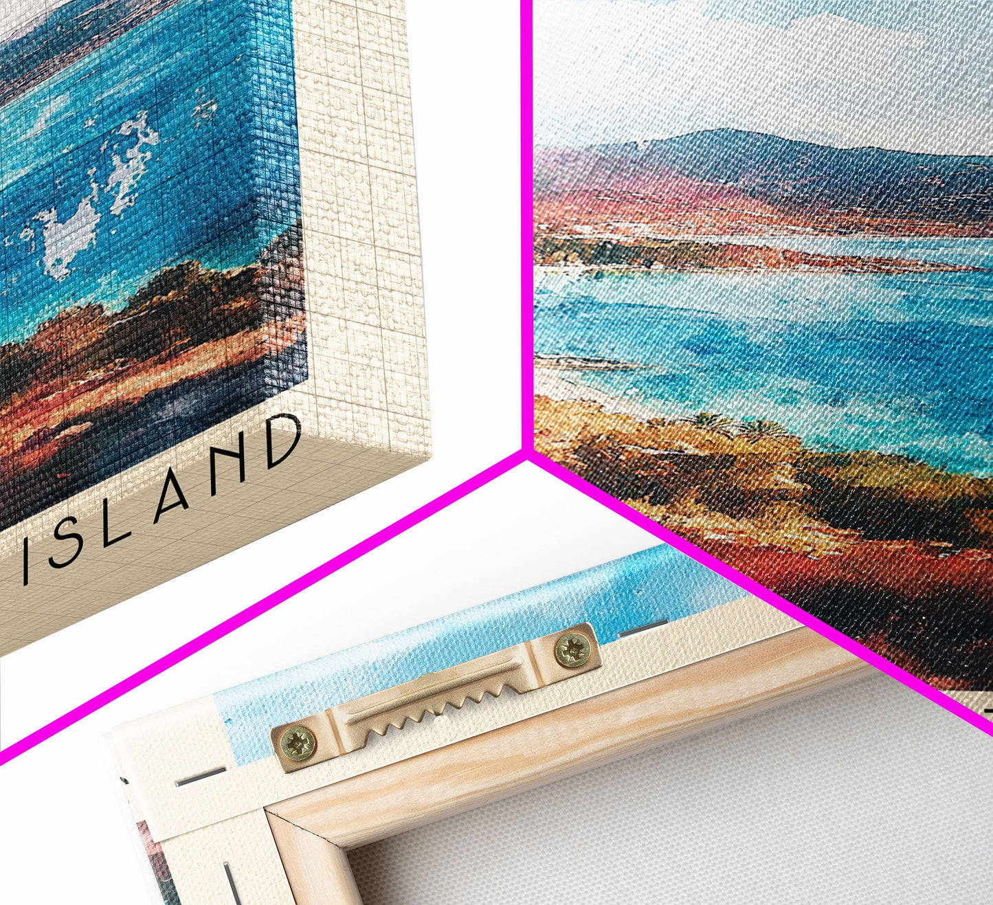 Santa Margarita Island, France Watercolor Print, Vacation Gift, France Wall Art, Beach Painting, Beach Decor, Large Wall Art, Wood Frame Art