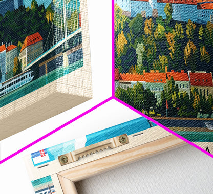 Bratislava Slovakia Wall Art, Panoramic Travel Poster, Panoramic Framed Canvas Print, City Wall Art, Wall Hanging Home Decor, Travel Art