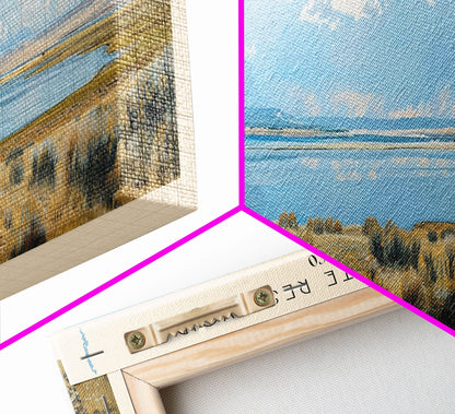 Elephant Butte Reservoir New Mexico Framed Canvas Print, Panoramic Lake House Decor, Wall Art, Travel Poster, Rustic Lake Painting, Nature Art