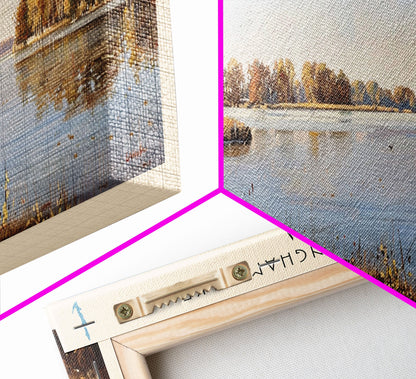 Glenn Cunningham Lake Nebraska Framed Canvas Print, Lake House Art, Panoramic Wall Art, Travel Poster, Picturesque Lake Painting, Home Decor