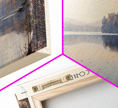 Lake Oconee Georgia Framed Canvas Print, Lake House Decor, Panoramic Wall Art, Travel Poster, Serene Landscape Painting, Living Room Decor