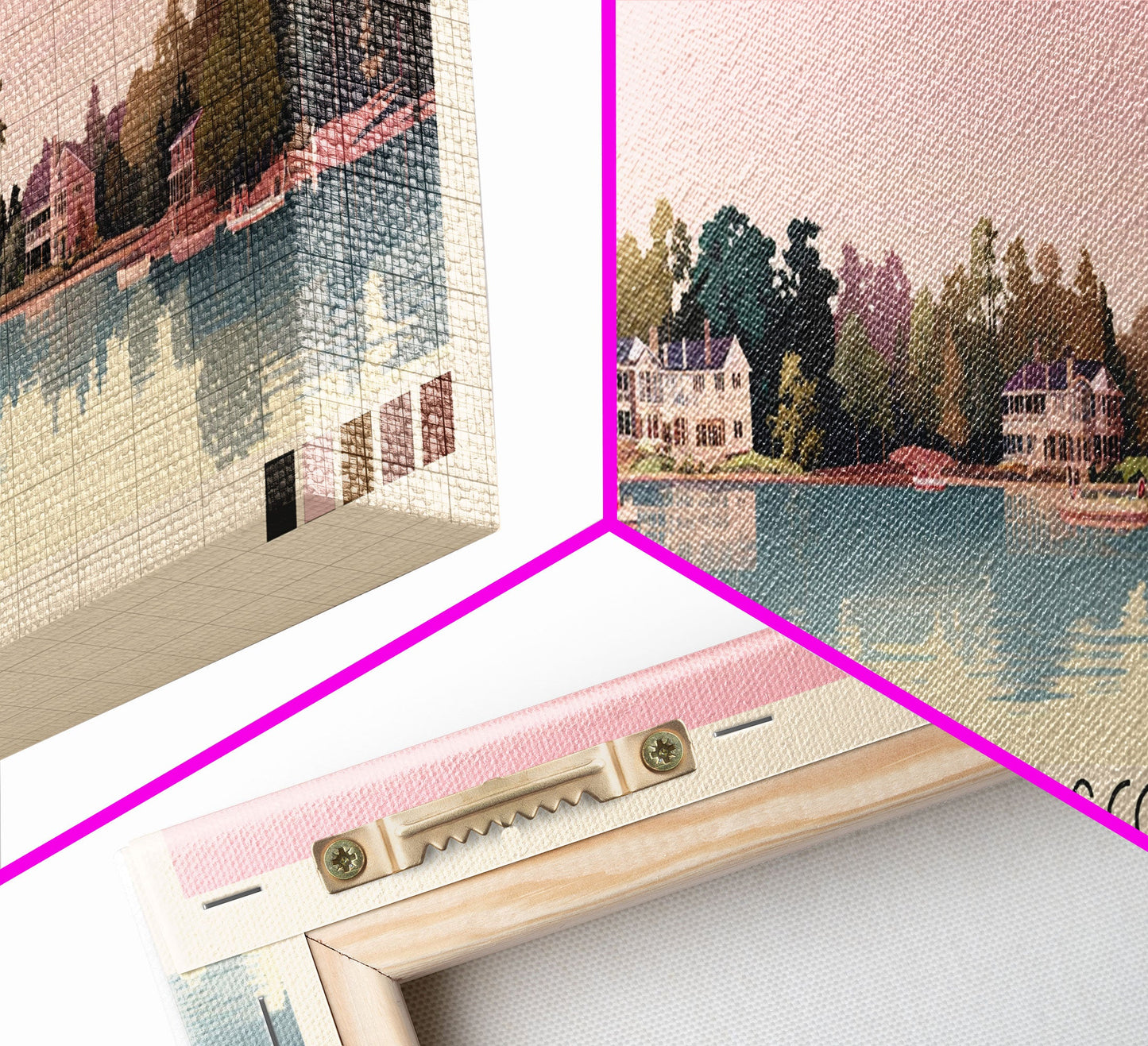 Lake Winfield Scott, Georgia Panoramic Wall Art Framed Canvas Print, Midcentury Modern, Pop Art, Home Decor, Travel Poster, Living Room Art