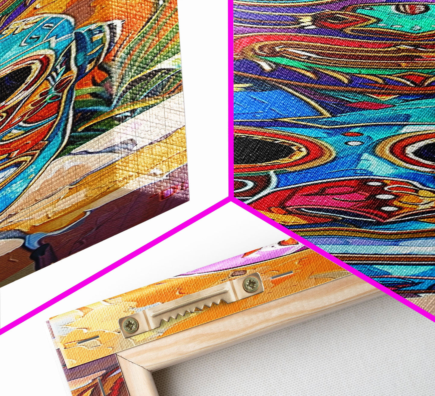 Colorful Tribal Art Painting Framed on Canvas, Spanish Style Canvas Painting, Vertical Framed Art for Living Room, Modern Canvas Art