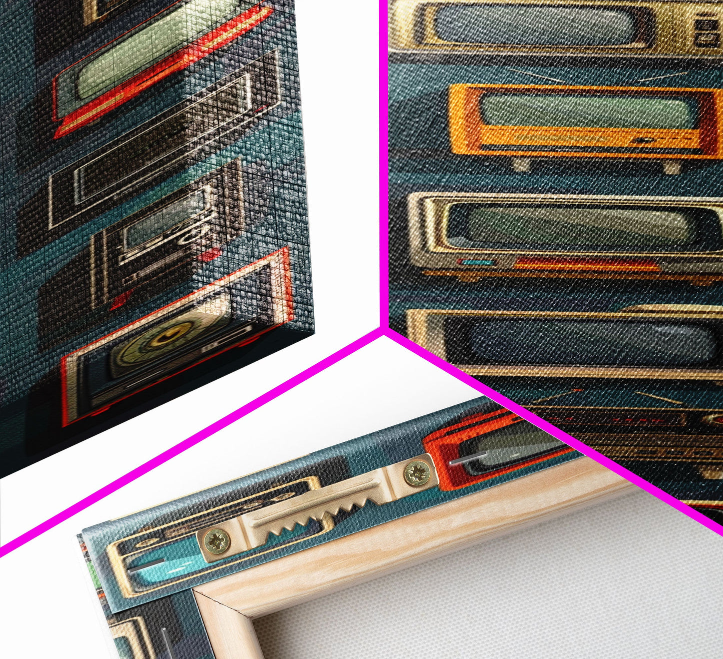 Retro Televions Framed Canvas Print, Retro Decor, Man Cave Art, Gift For Him