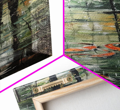 Elegant Koi Fish Swimming Serene Water Garden Nature Art Framed Canvas Print Tall Art Japanese Style Art