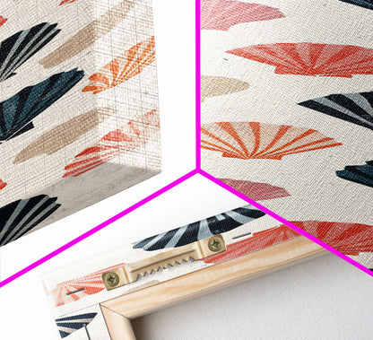 Patterned Sea Shells in Various Colors on a Light Background Ukiyo-e Art Japanese Framed Canvas Print Skinny Tall Art