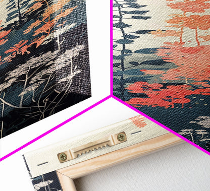 Framed Canvas Print Of Elegant Wildflowers Set Against A Soft Background, Skinny Art, Tall Art, Japanese Style Art, Ukiyo-e Art, Wood Block Print