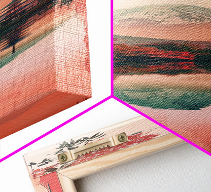 Skinny Art Tall Art Framed Canvas Print Japanese Style Art Mount Fuji Lake Reflection Red Maple Wood Block Print Ukiyo-e Feng Shui Wall Art