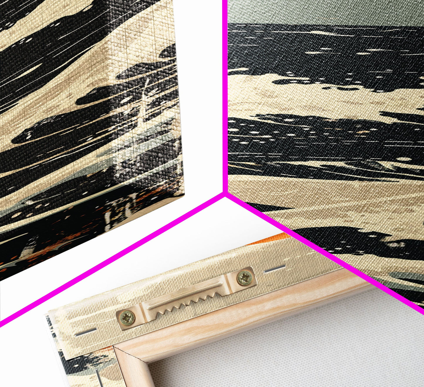 Skinny Art Tall Art Framed Canvas Print Japanese Style Art Vintage Mount Fuji Sun And Waves Wood Block Print Ukiyo-e Feng Shui Wall Art