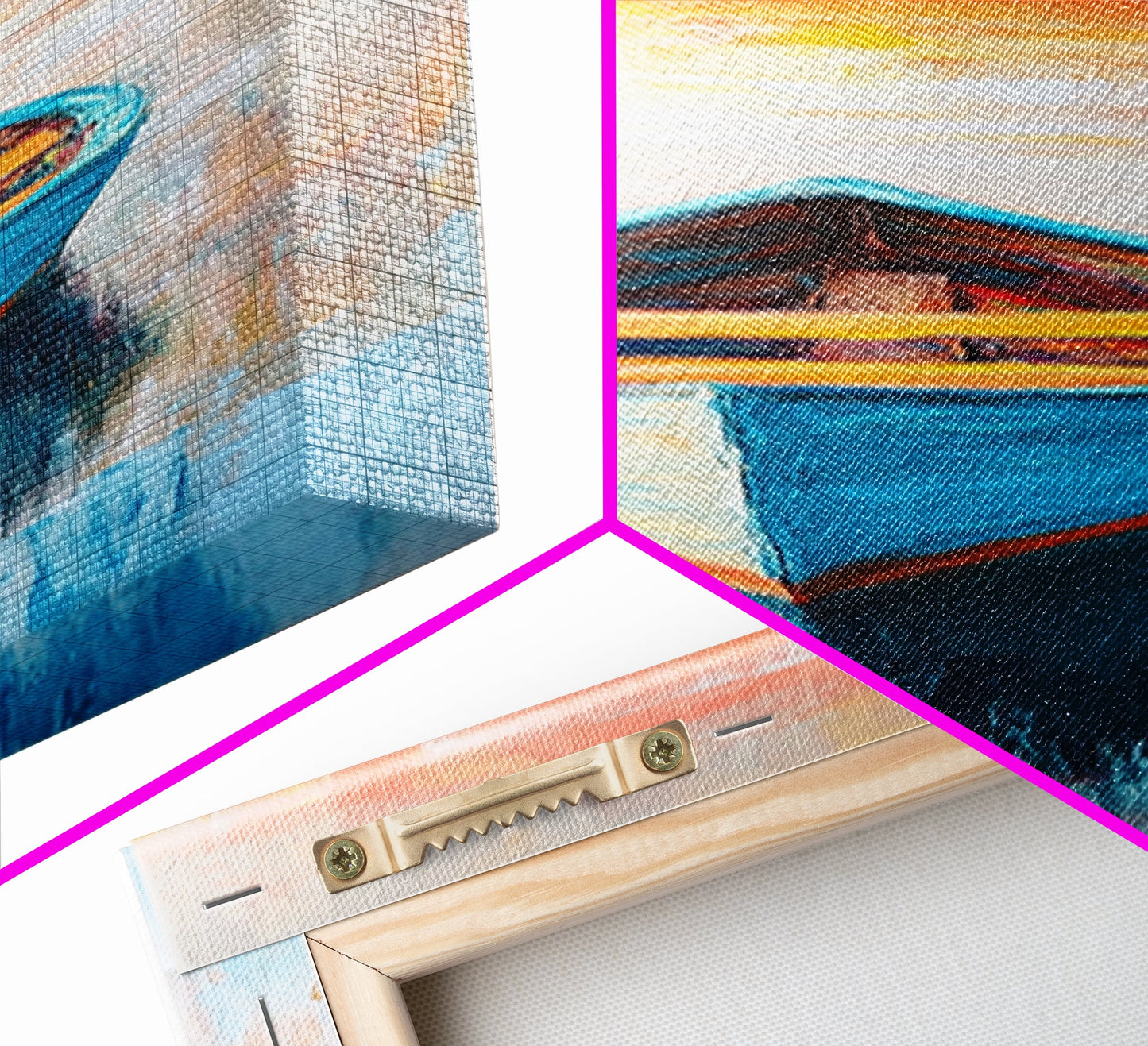 Colorful Boat at Sunset Canvas Print nautical painting coastal decor seascape painting beach house wall art ocean art