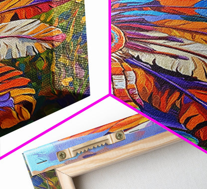 Native American Headdress, Goddess Art Print, Afrocentric Wall Art, Southwest Wall Art, Boho Art, Canvas Print, Rustic Wall Art