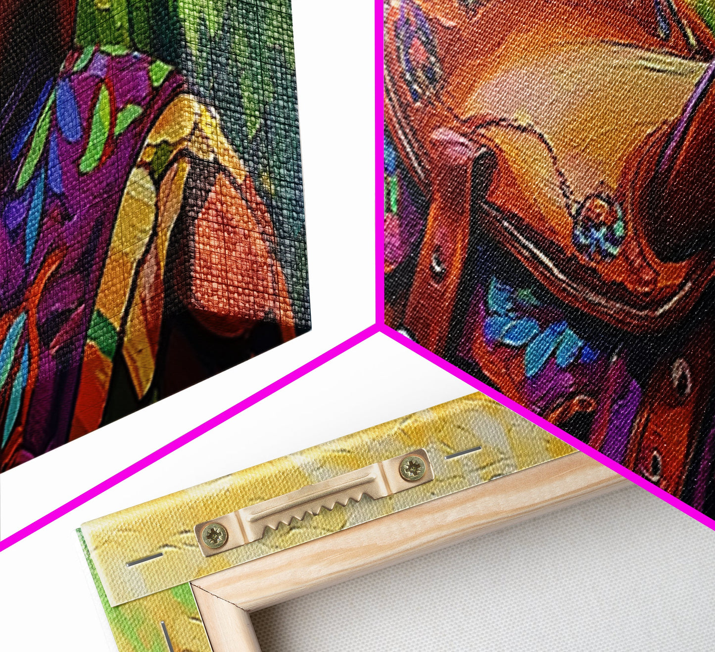 Colorful Saddle Painting, cowboy decor, vibrant rustic wall art, western style art, boho art, southwestern wall art, framed canvas print