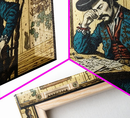 Japanese Cowboy, Wild West Samurai Mashup Art, Framed Canvas Print, Wild Western Decor, Home Art, Living Room Decor