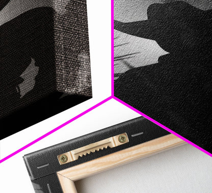 Lone Cowboy Silhouette under the Stars in Black and White for Rustic Wall Art, Canvas Prints, Home Decor, Living Room Art, Bedroom Art