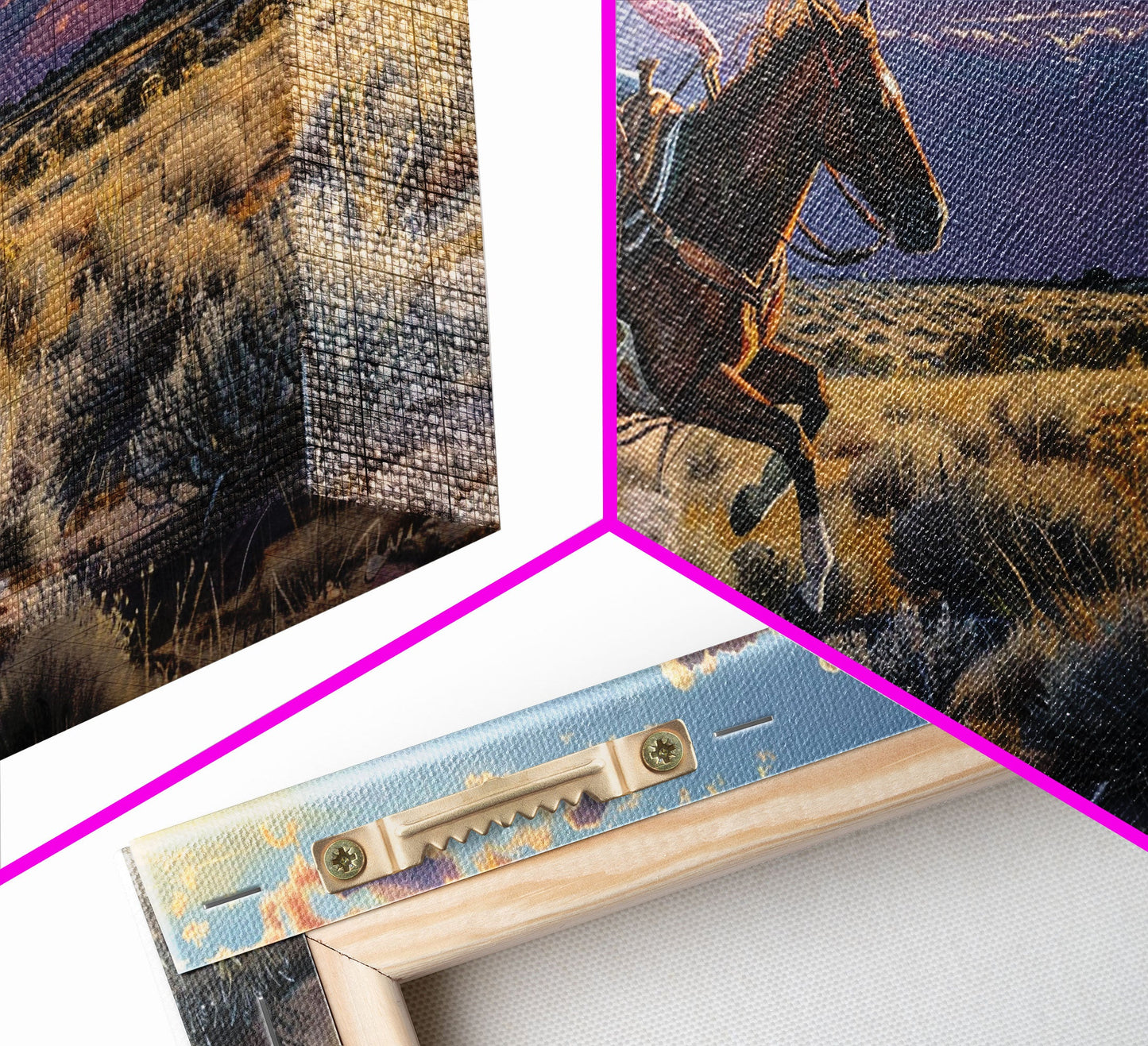 Cowgirl Galloping Across Desert Landscape, Vibrant Framed Canvas Print, Perfect for Living Room Art, Western Bedroom Decor, Desert Wall Art