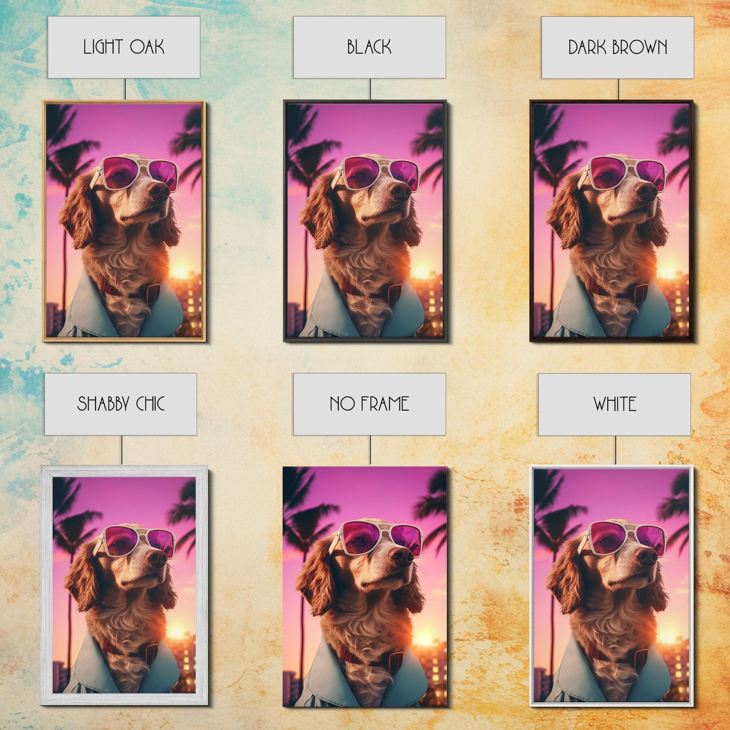 Dachshund Wall Print, Dog Wall Art, Dog Sunglasses, Dog In Teal Shirt, Funny Art, Framed Wall Art, Framed Canvas, Wall Print, Wall Canvas