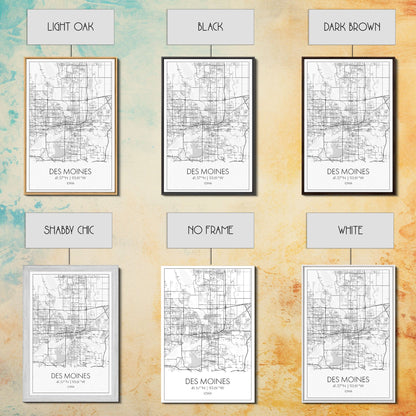 Des Moines Street Map, Iowa Map, City Map Art, Minimalist Art, Wall Art, Canvas Print, Girlfriend Gift, Travel Wall Art, Dorm Room Art