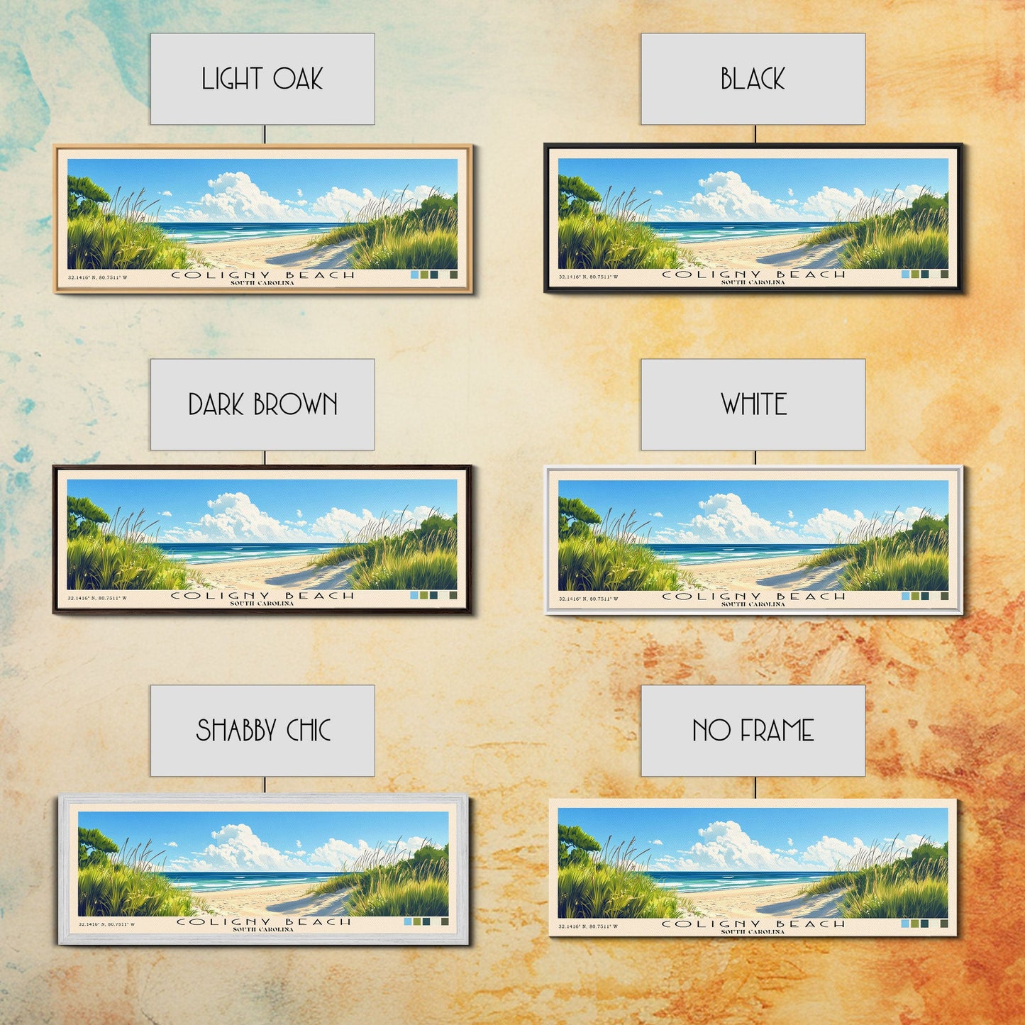 Coligny Beach, South Carolina Panoramic Print, Vacation Gift, South Carolina Wall Art, Beach Painting, Beach Decor, Beach Or Lakehouse Art