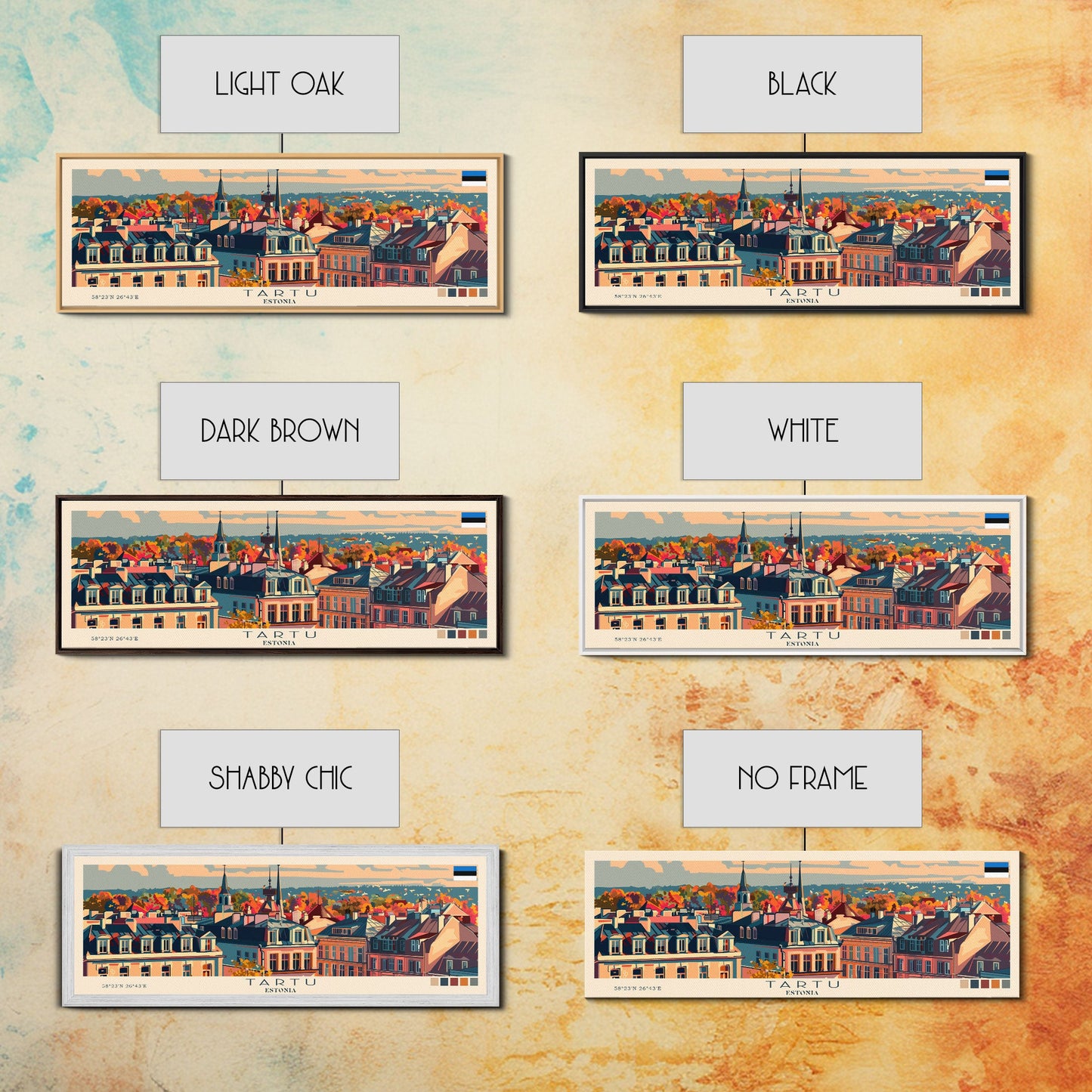 Tartu Estonia Wall Art, Panoramic Travel Poster, Panoramic Framed Canvas Print, City Wall Art, Wall Hanging Home Decor, Travel Art