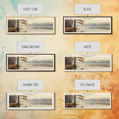 Jordan Lake North Carolina Framed Canvas Print, Lake House Art, Panoramic Travel Poster, Wall Art, Stunning Lake Painting, Home Decor