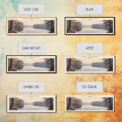 Lake Oconee Georgia Framed Canvas Print, Lake House Decor, Panoramic Wall Art, Travel Poster, Serene Landscape Painting, Living Room Decor